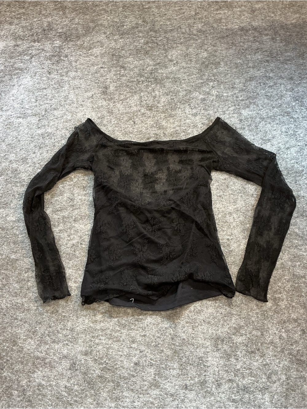 Abercrombie & Fitch Going Out Black Lace Off-Shoulder Long Sleeve Top L